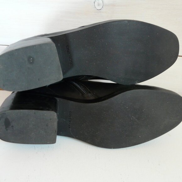 Cole Haan Grand OS Black Leather Ankle Zip Boots Women's 7 B Criss Cross Buckle - Picture 11 of 13